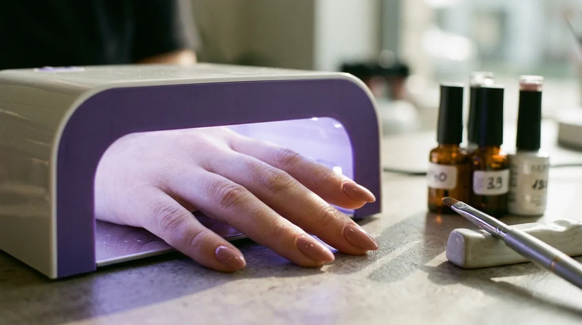 Ongles séchant sous lampe UV/LED en onglerie